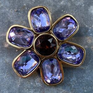 Rare signed Swarovski Tanzanite Crystal Flower Spray Brooch